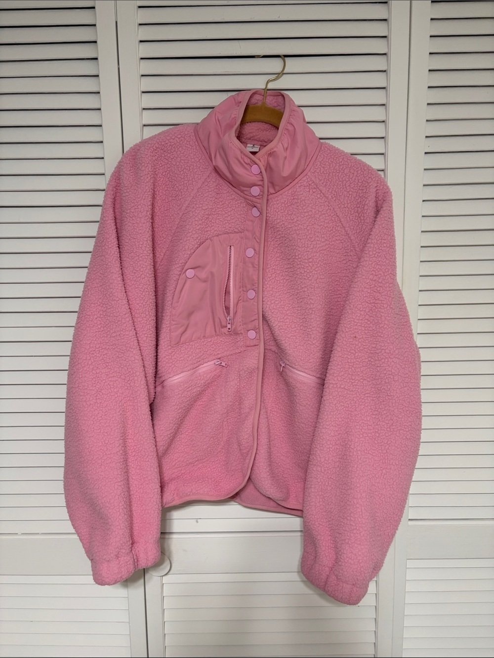 Women’s Plush Teddy Fleece Jacket in Pink